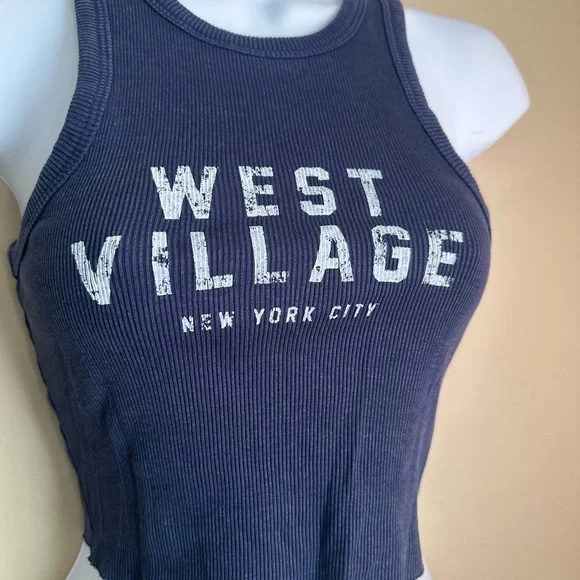 Garage Navy Cropped Tank Top - Picture 2 of 5
